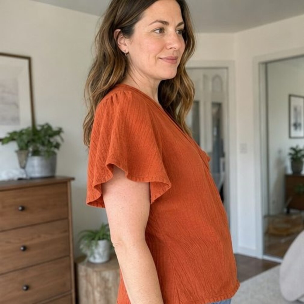 Blue Wrap Blouse - Picture 3 of 6